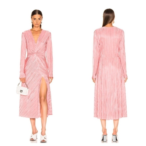 Rotate Birger Christensen Pleated Long Sleeve Dress Bridal Rose Size 4 - Picture 1 of 10